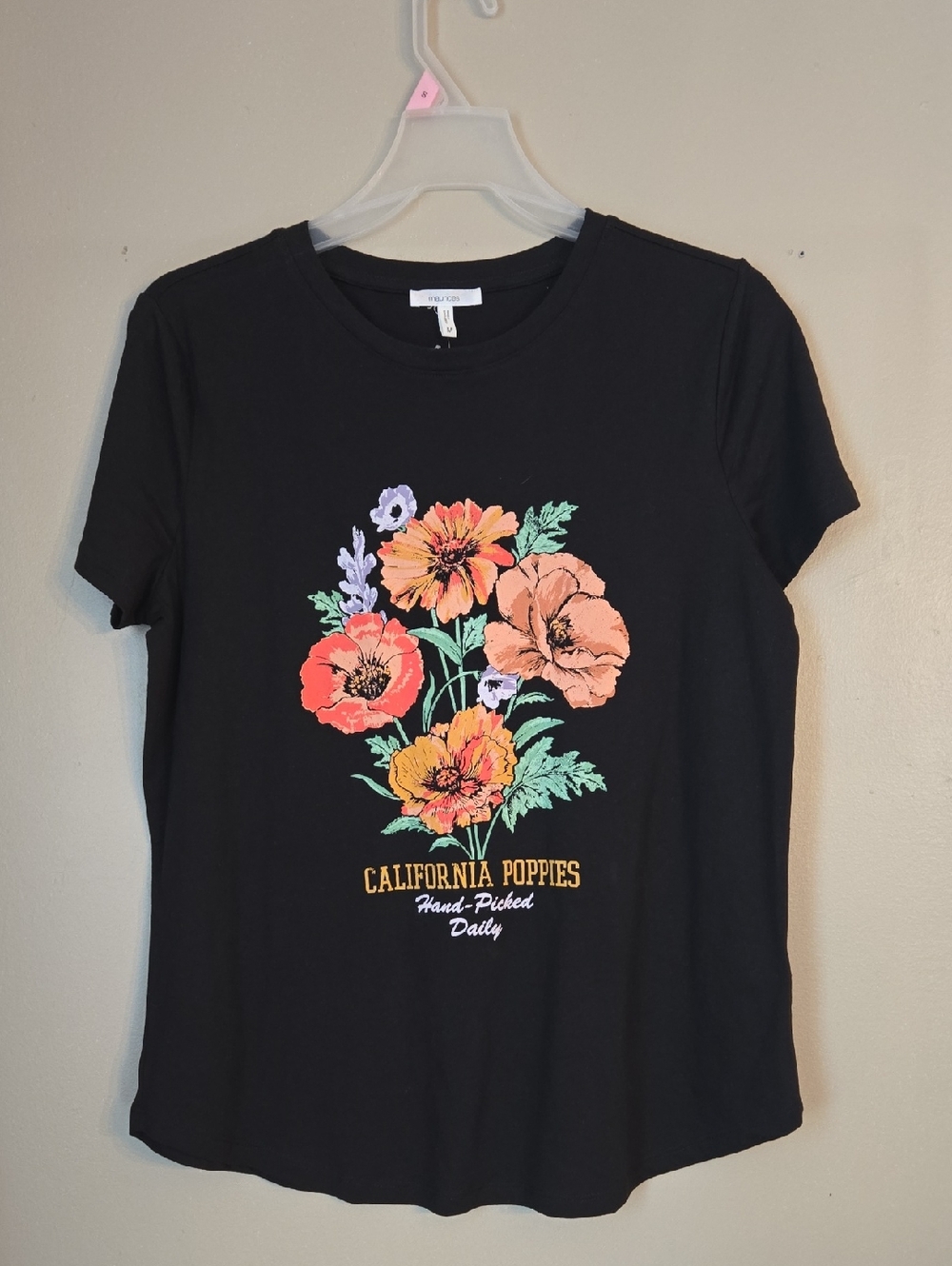 Maurices - Black Floral Graphic Tee - California Poppies